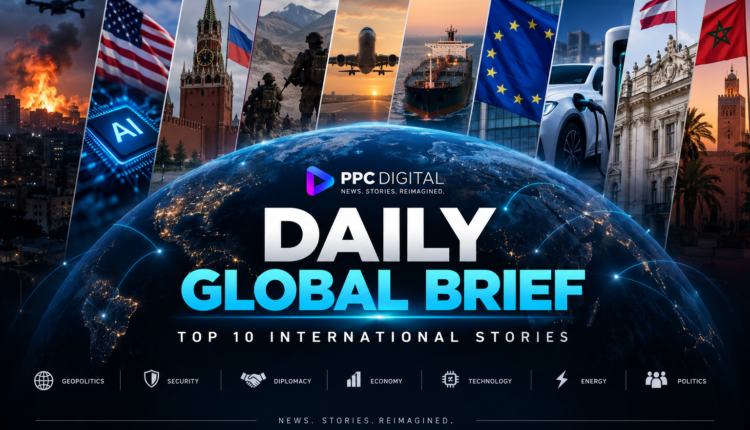 **Alt text:** PPC Digital Daily Global Brief featuring a world map and visuals representing global geopolitics, security, diplomacy, energy, technology and international news.