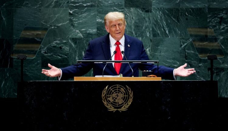 US President Donald Trump addressing the United Nations General Assembly