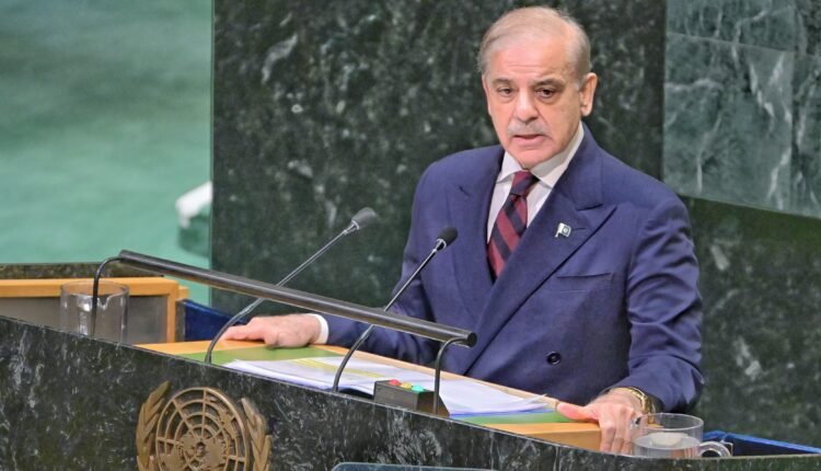 Prime Minister Shehbaz Sharif addresses the 81st United Nations General Assembly in New York, warning against any attempt to divert Pakistan’s Indus waters.