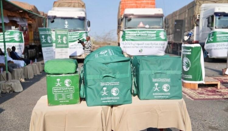 KSrelief aid trucks carrying shelter and hygiene supplies depart to support displaced and crisis-affected communities across Sudan.
