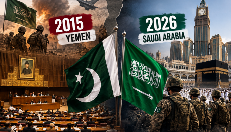 PPC Digital examines the differences between Pakistan's 2015 parliamentary decision on Yemen and its 2026 defensive military commitments to Saudi Arabia.