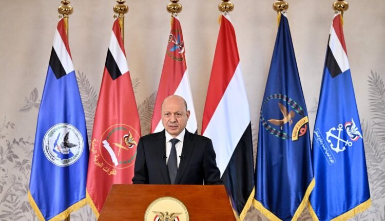 Yemen’s Presidential Leadership Council Chairman Rashad al-Alimi announces military operations against the Houthis.