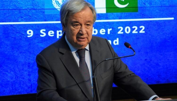 UN Secretary-General Antonio Guterres during his visit to Pakistan in September 2022 amid the country’s devastating floods. Photo: Reuters.