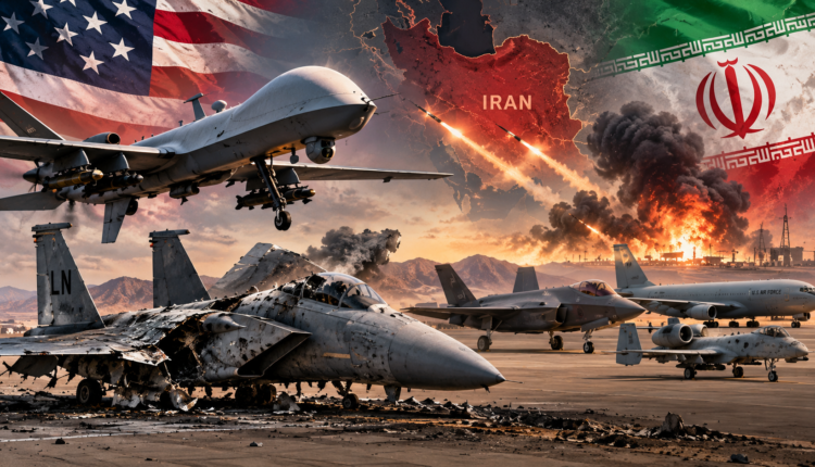 US military aircraft including MQ-9 Reaper drones, F-15 and F-35 fighter jets involved in operations during the Iran war.