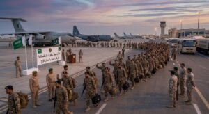 Pakistani troops arriving in Riyadh, Saudi Arabia.